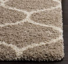 Modern Beige Plush Bedroom Rug